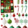 Christmas ornament set with red and green balls, snowflakes, and candy canes - Wine Bottle Gift Box