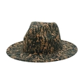 Chapeau Fedora à larges bords avec motif serpent marron et noir pour hommes et femmes - Taille unique / Style Imprimé Serpent Marron Noir (款2)