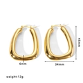 Polished golden hollow oval hoop earrings in stainless steel with 45mm height dimensions - Chunky Oval Hoop (HF-E3108)