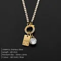 Collana in acciaio inossidabile oro 14K con ciondolo lettera X e strass scintillante - Lettera X