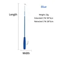 Blue retractable cat wand with EVA foam handle and metallic telescopic rod extension - Blue 3-Section Telescopic Cat Wand / 【product Attributes】this Product Is A 【telescopic Pet Toy/cat Wand】. The Main Color Is 【blue】 And It Features An 【eva Foam Handle】 A Multi-section 【metal Telescopic Rod】 And A 【nylon Cord】 At The End. Its Compact Design Makes It Easy To Store And Carry. 【visual Presentation】the Image Uses A Classic 【pure White Background】with A 【centralized Layout】. 【dimension Lines】are Placed On The Left And Bottom Clearly Showing The Product Proportions. The Image Quality Is 【high】 With Accurate Exposure And Sharp Details. The Aesthetic Appeal Is Rated 【medium】 With An Overall Score Of 【7.2】. It Is A Standard Functional Display Image Lacking A Lifelike Emotional Atmosphere. 【text Content】all Text Is In Chinese Including Color Codes Part Names And Specific Weight And Telescopic Specifications. Translation Processing Is Required. 【logistics Labels】none 【infringement Risk】product Infringement: None Probability 【0.0】. Background Infringement: None. 【product Parameters】color: Blue; Weight: 23g; Extended Size: 94*3cm; Retracted Size: 38*3cm.