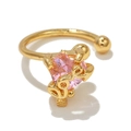 Adjustable gold plated open ring featuring a vintage pink heart cut gemstone center - EGJ0008 Gold