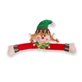 Weihnachtselfen Vorhanghalter mit rot-grün gestreifter Mütze und goldener Zopfverzierung - Weiblicher Elf