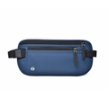 Waterproof RFID blocking navy blue money belt with two zipper pockets for secure travel - Dark Blue