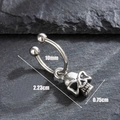 Unisex titanium stalen C-vormige oorbel met zilveren schedelhanger in punkstijl - Donkere Alien Schedel Stijl (S416)