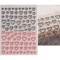 5D embossed nail art stickers featuring red and black heart designs in various sizes - STZ-5D28 (Bare Sheet)