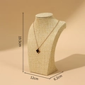 Beige linen mannequin neck stand for necklace display with dimensions 19.5x12x6.2 cm - H-Type 20cm Linen