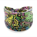Bohemian mandala headband with colorful tribal pattern on black elastic fabric - Style 52