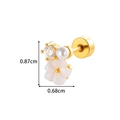 Pendiente de acero dorado con flor blanca, perla y detalle de circonita - Estilo Flor de Perla (902-4# Gold)