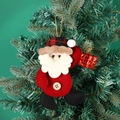 Babbo Natale in peluche con cappello a quadri e scatola regalo per l'albero - Babbo Natale (Bottone Rotondo)