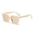 Oversized square sunglasses in cream beige frame with light brown translucent lenses - Rice White Frame / Tea Lens