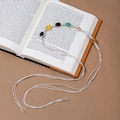 Bohemian hand-woven waist chain with multi-color gemstone beads and tassel fringe - White Woven Rope Multicolor Oval Beads (X530-10)