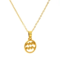 18K gold plated titanium Aquarius zodiac necklace with hollow circular pendant design - Aquarius (SP641G-11)