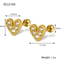 Goldene S925 Sterlingsilber Herz-Ohrstecker mit Zirkonia-Steinen und Abmessungen - 1,2g/Paar / Gold