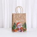 Christmas gift bag featuring Santa Claus and reindeer patterns with paper handles - Santa Claus 053-1