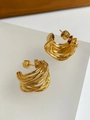 French vintage multi-layer golden wire-wrapped C-shape stud earrings with 925 silver needles - Gold Multi-layer Wrap C-shape (E073)