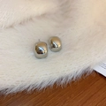Boucles d'oreilles rectangulaires argentées avec finition polie sur tissu en peluche - Rectangle à Arc Miroir Argent (36#)