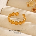 Minimalist golden stainless steel heart ring with adjustable open design for women - Continuous Hearts Style (ZN1480-448)