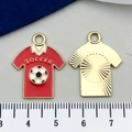 Red soccer jersey enamel charms with golden metal back for DIY jewelry and bracelets - Red Soccer Jersey (16738)