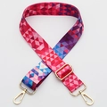 Adjustable woven shoulder strap with colorful geometric patterns and gold metal hooks - Style 356 / Gold