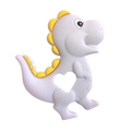 Funny dinosaur-shaped purple silicone baby teether with yellow scales and heart grip - Dinosaur Teether / Purple