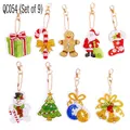 9-piece set of DIY Christmas diamond painting keychains featuring Santa and snowman - QC054 (9-Piece Set) Single-Sided