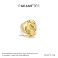 Detail view of 21mm wide gold stainless steel ring with irregular lava texture - 21mm Gold Lava Texture Hollow Style