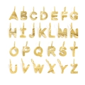 Set of 26 gold stainless steel alphabet pendants with radiant texture on white background - A-Z Collection / Gold