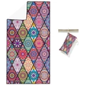 Bohemian mandala double-sided fleece quick-dry beach towel with drawstring storage bag - Ethnic Geometric (Single-sided Print with Cloth Bag)