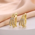 Elegant gold-plated claw earrings with rows of white zircon set on a luxury silk background - Claw Shape Multi-row Stone