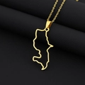 Detailed macro view of the gold-plated Martinique island outline pendant on a delicate chain - Gold Hollow