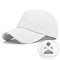 Close-up of white distressed ponytail baseball cap with cross elastic band detail - Washed Distressed Ponytail Hole / White