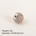 Copper bead spacer with champagne cubic zirconia inlay for DIY jewelry design - 10MM Champagne Zirconia Platinum Plated