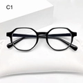 Irregular black polygon anti-blue light glasses with retro minimalist full frame design - Black