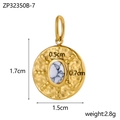 Golden round pendant with white turquoise stone, measuring 1.7cm height and 1.5cm width - White Texture