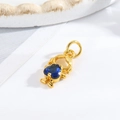 Macro shot of gold girl pendant featuring a blue heart-shaped gemstone for DIY jewelry - Little Girl - Blue Heart (Style B)