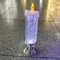 European style crystal LED candle night light with silver base and blue glowing liquid - Silver Base