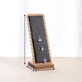 Bamboo and black leather necklace display stand with multi-slot design, 27cm height - Walnut Color Base - Black PU Leather