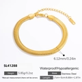 18k vergoldetes Schlangenkettenarmband aus Edelstahl, 6,12 mm breit in Goldoptik - Breite strukturierte Schlangenkette (SL41288) / 18K Vergoldet