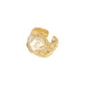 Verstellbarer S925 Silberring in Gold mit unregelmäßigem Kristall und Hammerschlag-Textur - Einstellbar Offen / 18K Gold