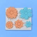Daisy flower silicone mold set for DIY plaster ornaments and fondant baking crafts - 5-Hole Daisy Sunflower Style (391)