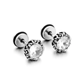 Orecchini a perno vintage argento antico con zirconi bianchi e motivi geometrici - Un Paio / Stile A Bianco (KE95496-WGLN)
