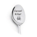 Silver stainless steel coffee spoon engraved with Cereal Killer and skull design - Cereal Killer (Skull)