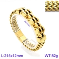 Pulsera de doble cadena gruesa para hombre en acabado dorado con largo de 215mm - Estilo Semicircular Dorado (KB138791-KFC)