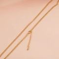 Golden 3mm stainless steel curb chain necklace with lobster clasp and extension - 3mm (45+5cm) / With Water Drop Charm / Gold