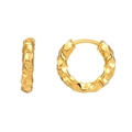 Golden S925 silver needle hoop earrings featuring a vintage twisted hammered texture - Gold Hammered Irregular