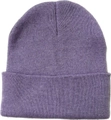Berretto in maglia viola a costine con risvolto realizzato in acrilico morbido - Taglia unica(56-58cm) / Viola Chiaro