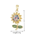 18k gold plated sunflower pendant with colorful cubic zirconia stones and green zircon leaves - D9012JC Flower