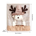Golden Christmas chair cover with plush reindeer head and dimensions shown 57x50cm - Beige Sequin Reindeer Chair Cover