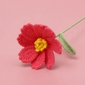 Handmade crochet pink flower with green leaves for holiday and Christmas gift - Rose Red